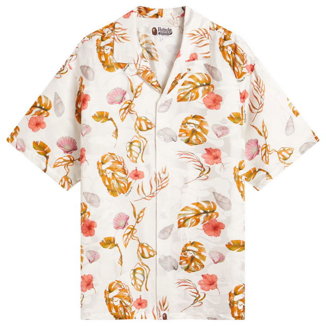 A Bathing Ape Vacation Pattern Open Collar Shirt, Size Large