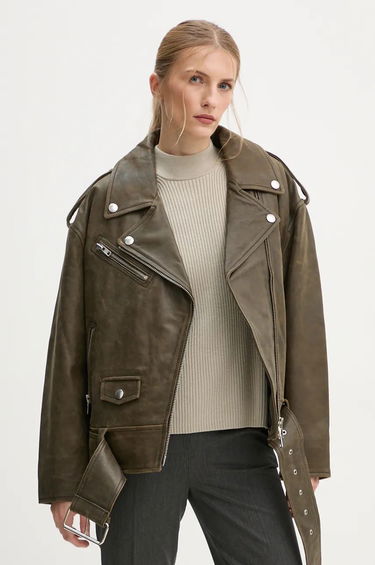 Яке STAND STUDIO Stand Studio Irene Oversized Leather Jacket Зелено | 62273.7680, 0