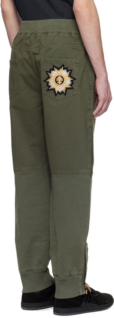 Спортни панталони Balmain Balmain Loose-Fit Denim & Jersey Trousers Зелено | EH1MD045DF43, 2