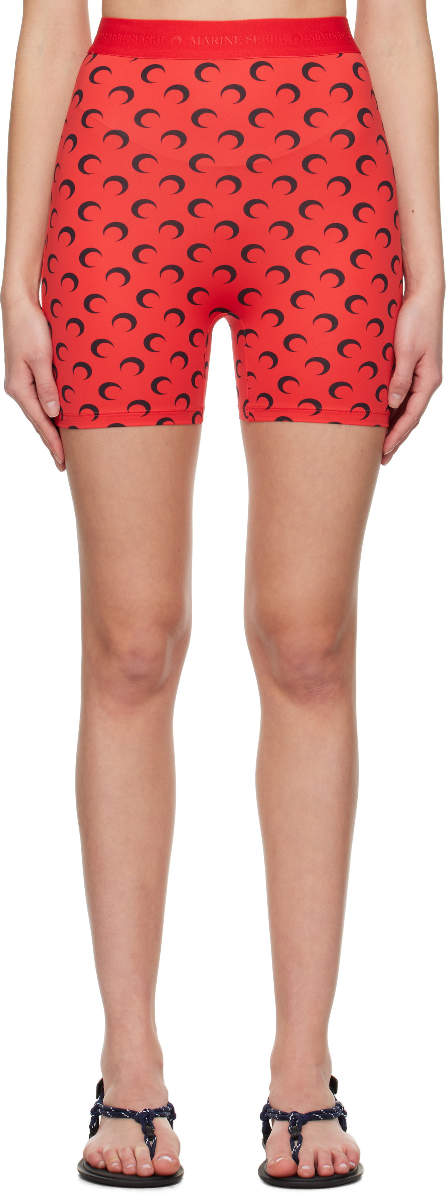 Къси панталони Marine Serre Marine Serre Moon Jersey Sport Shorts Червено | WSH007A CJER0001, 0