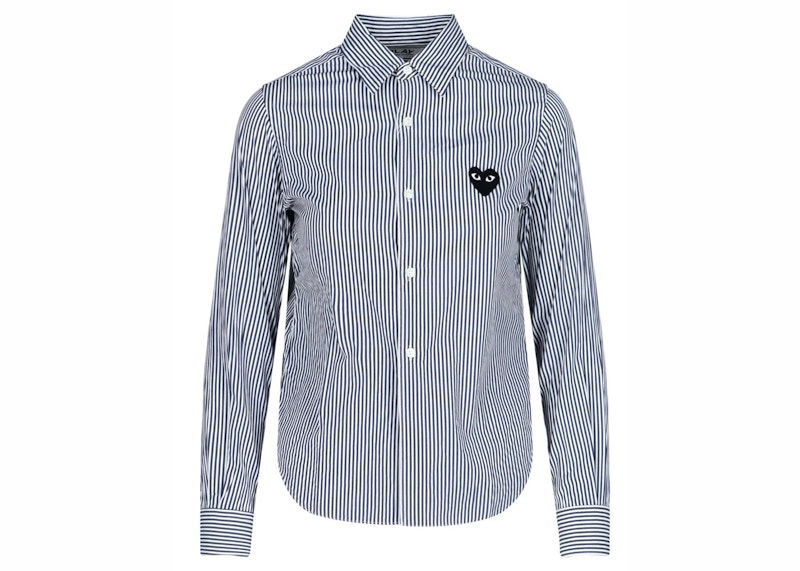 Риза Comme des Garçons PLAY Stripe Embroidered Heart Shirt Синьо | P1B017-1, 0