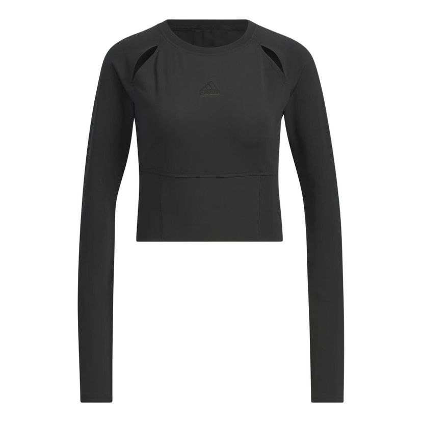 Съкратен топ adidas Originals Arknt Long Sleeve Crop Top Черно | JJ1588
