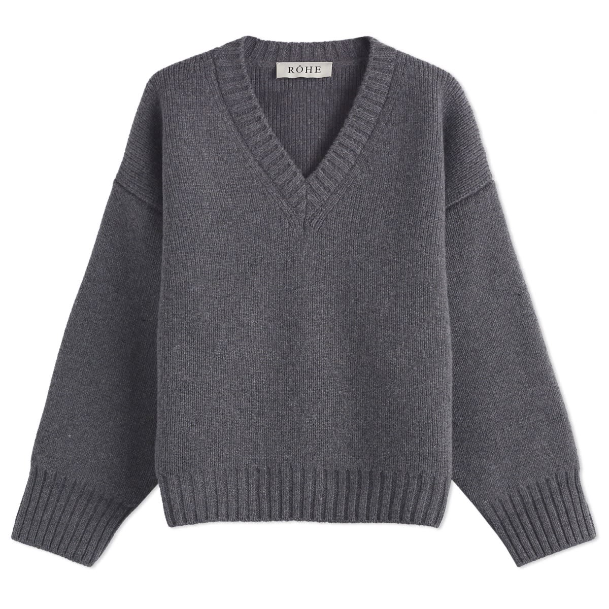 Пуловер Róhe V-Neck Knitted Jumper Grey Сиво | 613-23-134-30, 0
