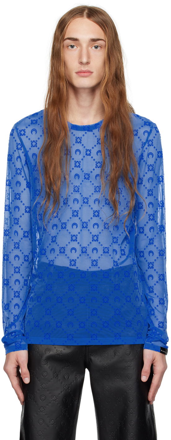 Тениска Marine Serre SSENSE x Moonogram T-Shirt Синьо | MTO073 BL45, 0
