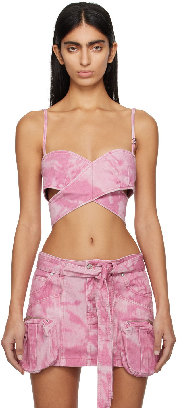 Pink Denim Tie-Front Camisole