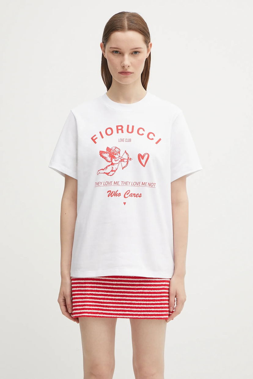 Тениска Fiorucci Fiorucci Cupid Love Club Print Regular Fit T-Shirt Бяло | W02FPTSH428CJ01WH01