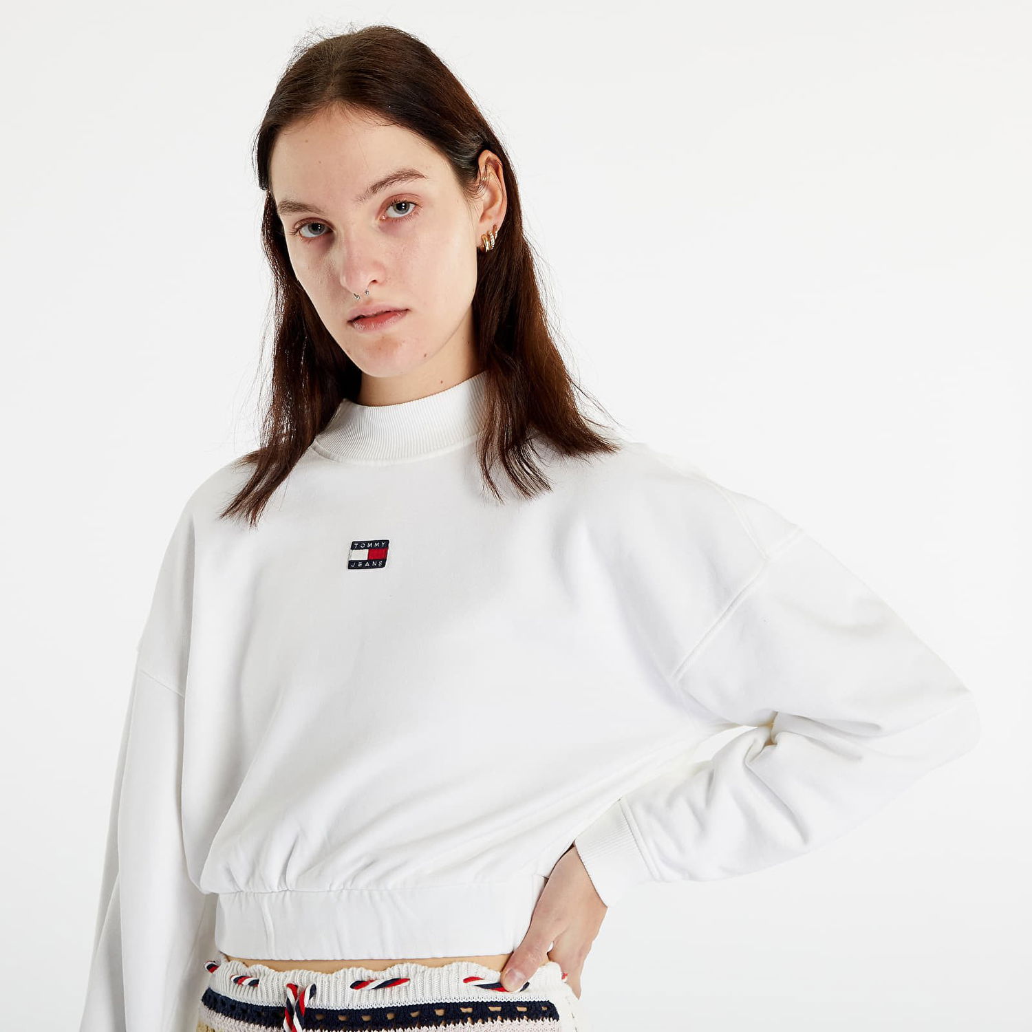 Суитчър Tommy Hilfiger Boxy Crop Badge Hoodie Бяло | DW0DW15415 YBR, 1
