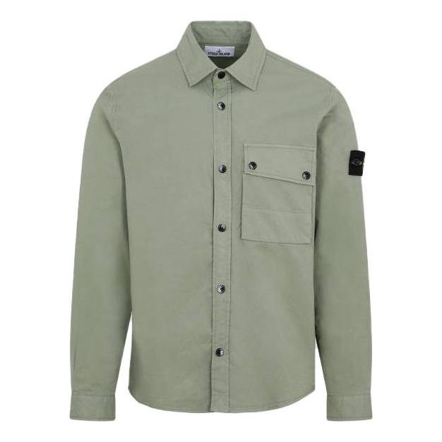 Риза Stone Island Wappen Patch Long Sleeve Shirt Зелено | 781511610-V0055, 0