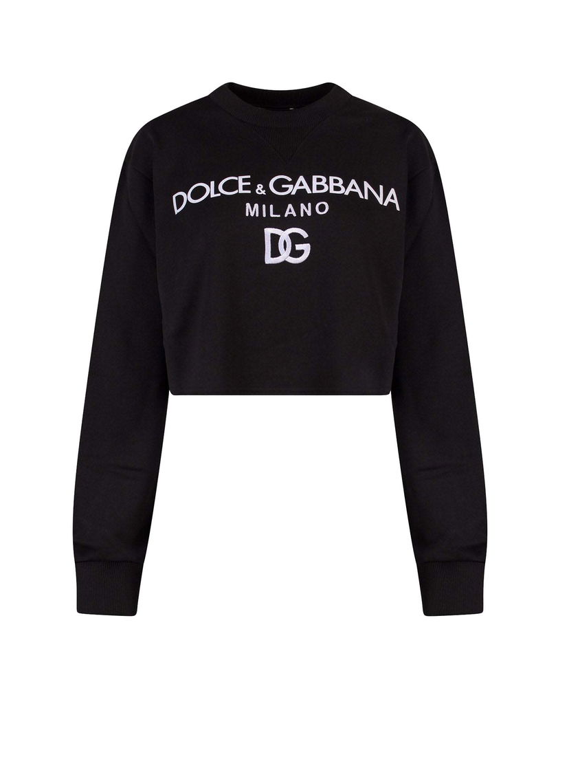 Суитчър Dolce & Gabbana Cotton Frontal Logo Sweatshirt Black Черно | F9O24ZFU7DU#N0000