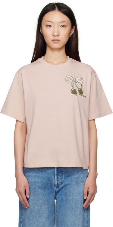 Тениска Moncler Moncler Embroidered Cherry Logo Cotton T-Shirt Розово | K20938C0001189AUG, 0