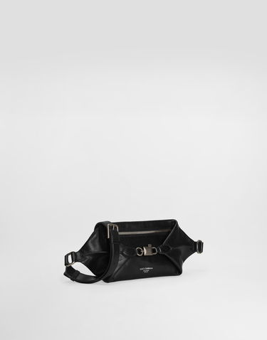 Чанта за кръста Dolce & Gabbana Lock Belt Bag in Tempesta Calfskin Черно | BM2188AU99480999, 2