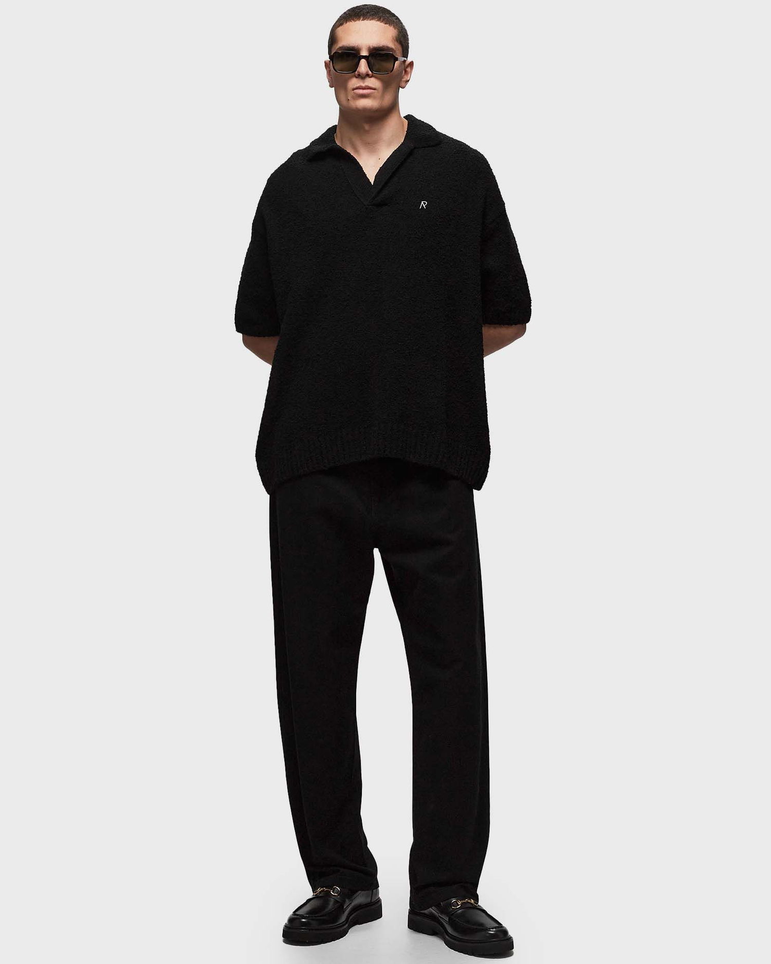 Поло тениска Represent Clo Represent BOUCLE TEXTURED KNIT POLO Черно | MLM305-01, 1