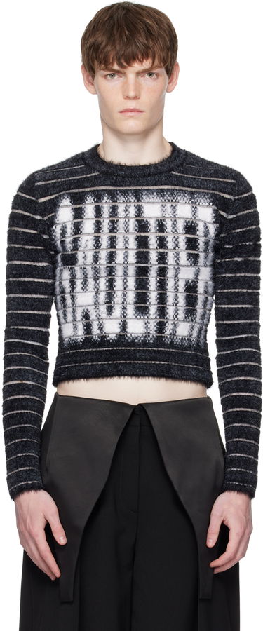 Пуловер Jean Paul Gaultier Jean Paul Gaultier Jacquard 'Gaultier' Cropped Sweater Черно | 25/03-W-PO012-K004-0001, 0