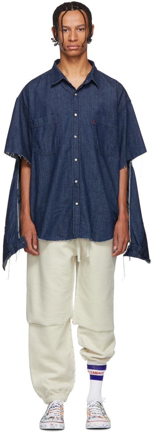 Риза VETEMENTS Levi's Edition Oversized Denim Shirt Тъмно синьо | WAH19SH101, 0
