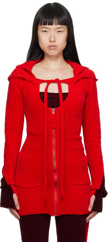 Пуловер Ottolinger Ottolinger Extended Knit Hoodie Червено | 706701, 0