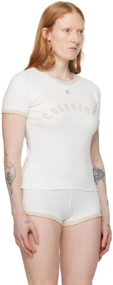 Тениска Courrèges Contrast Trim T-Shirt Жълто | 323JTS017JS0093, 4