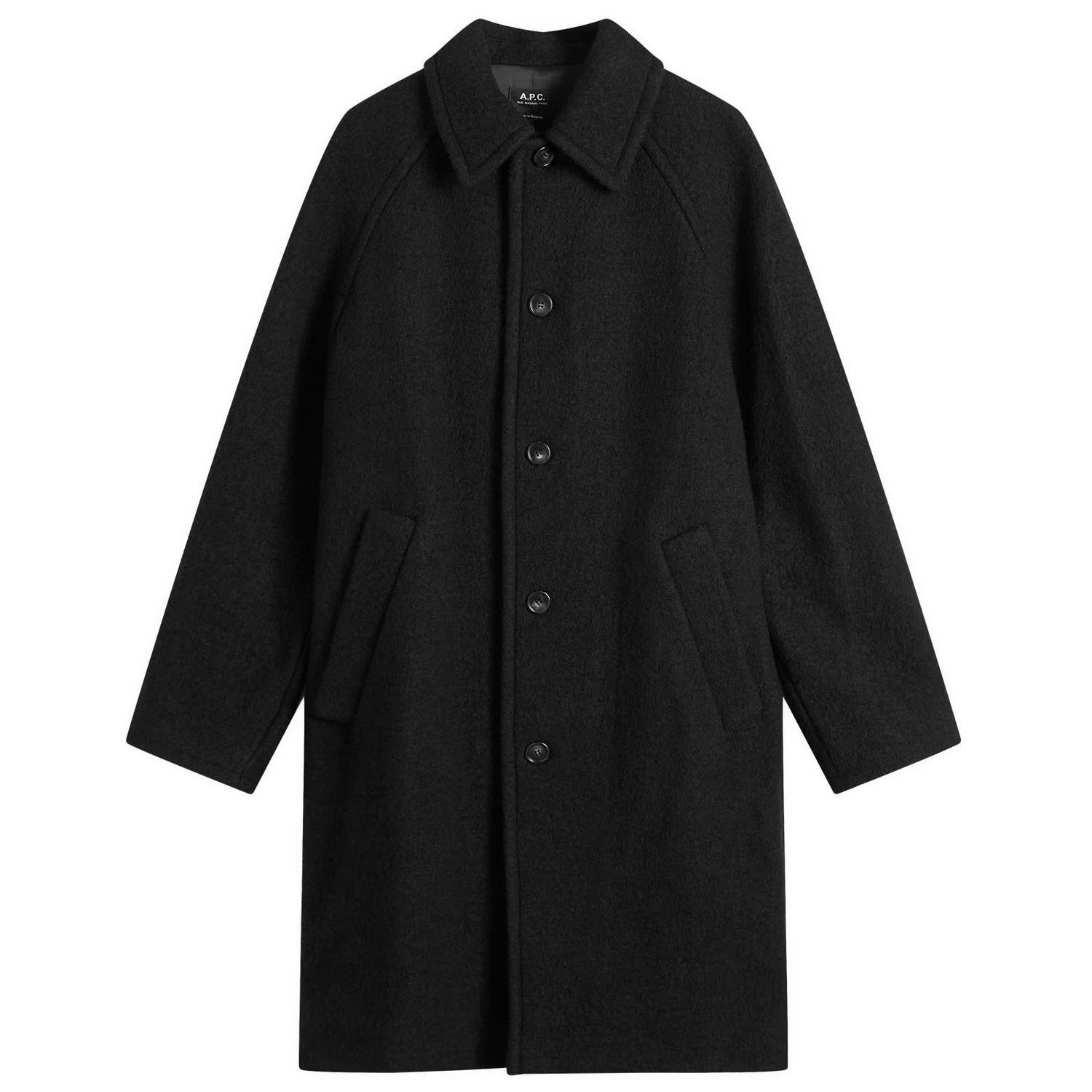 Палта A.P.C. Gaston Felted Wool Overcoat Size Small Черно | WVBEH-H01516-LZZ, 0