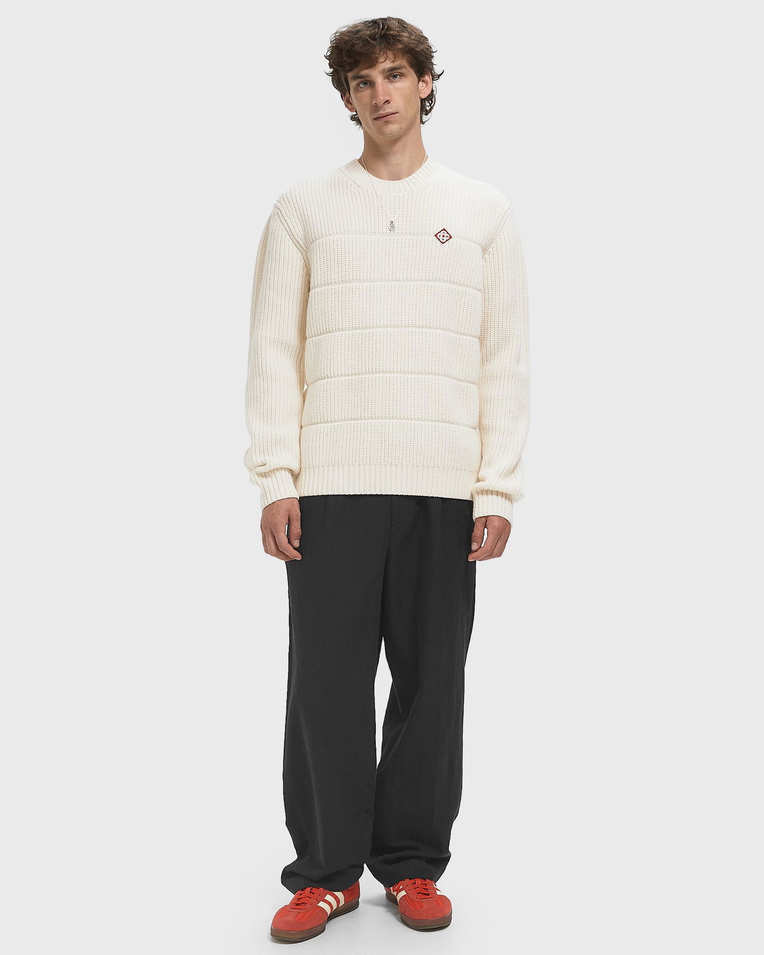 Пуловер Casablanca Padded Crewneck Sweater Бяло | M-AW25-KW-1047-01, 1