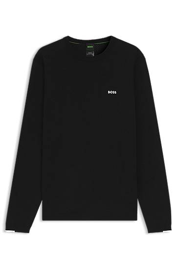 Cotton long-sleeved sweater with contrast details