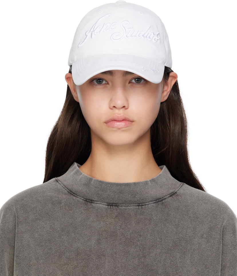 Шапка с козирка Acne Studios Logo Cap Бяло | C40416-