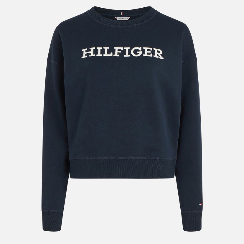 Тениска Tommy Hilfiger Cotton-Jersey Logo Sweatshirt Черно | WW0WW38860DW5