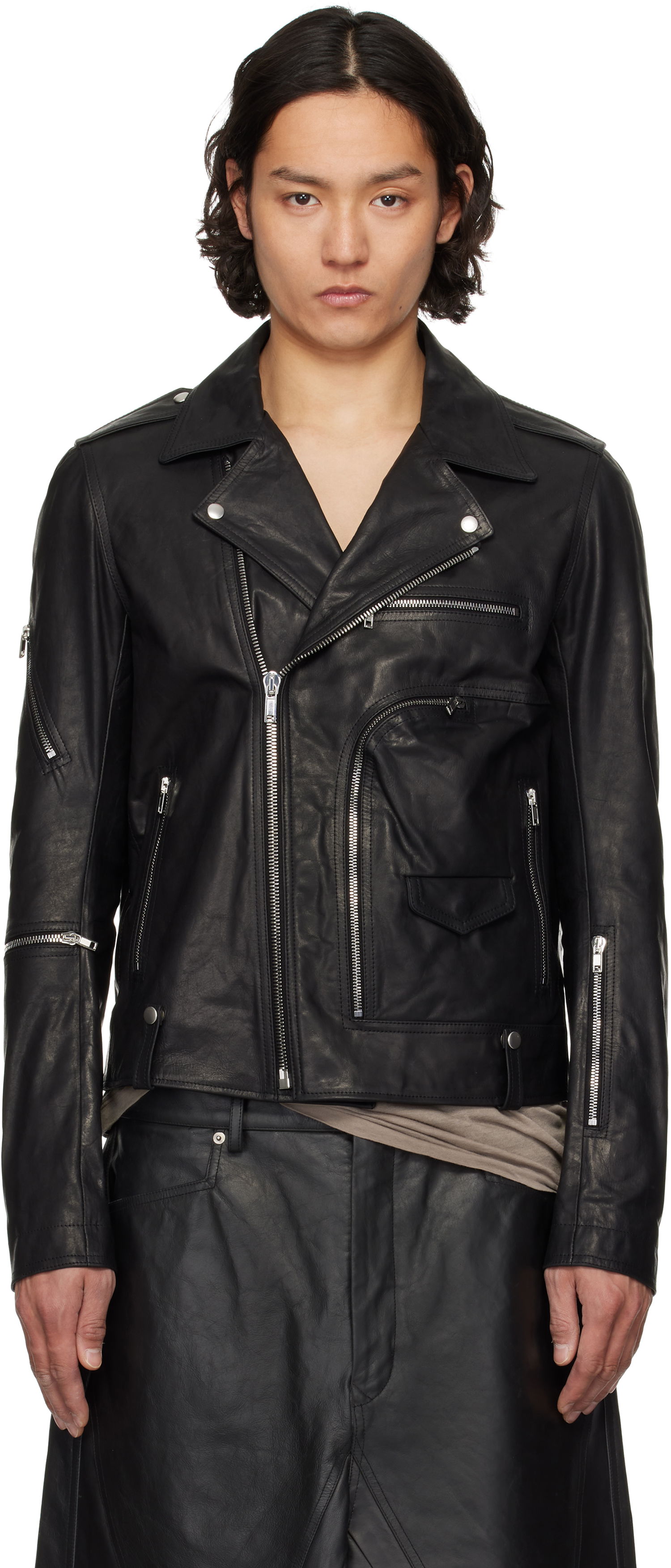 Яке Rick Owens Rick Owens Hollywood Bauhaus Stooges Leather Jacket Черно | RU01E5765 LSU, 0
