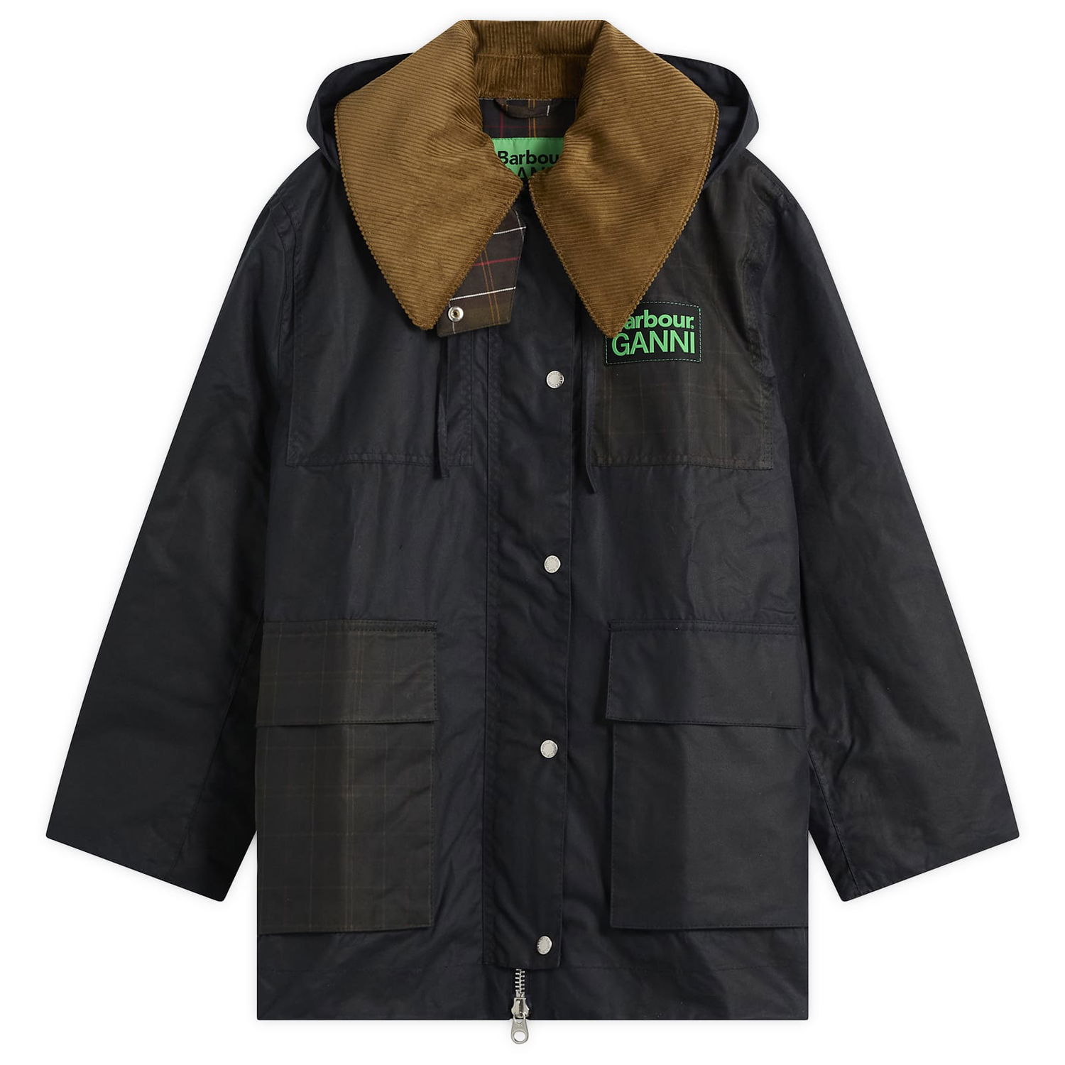 Палта Barbour Barbour x GANNI Hooded Wax Coat Classic Tartan Многоцветен | LWX1527NY71, 1