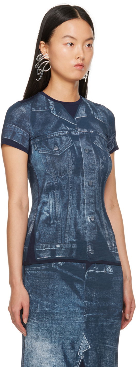Тениска Jean Paul Gaultier Gaultier Trompe L'œil Printed T-Shirt Синьо | 23/15-U-TS063-J530-5950, 1