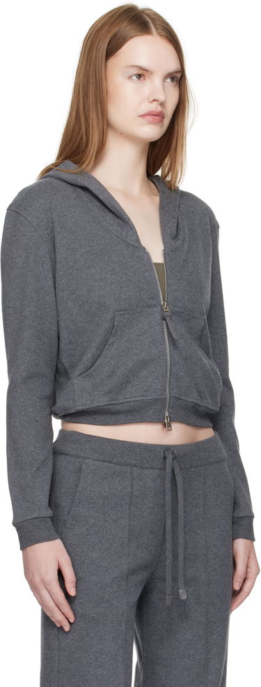 Суитчър Tom Ford TOM FORD Peachy Hand Cotton Jersey Zip-Up Hoodie Сиво | FLJ067-JEX173, 1