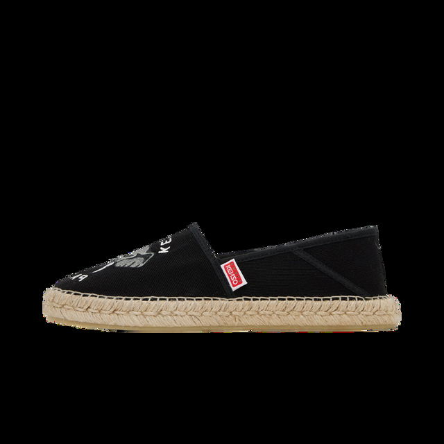 Paris Elephant Embroidered Canvas Espadrilles "Black"