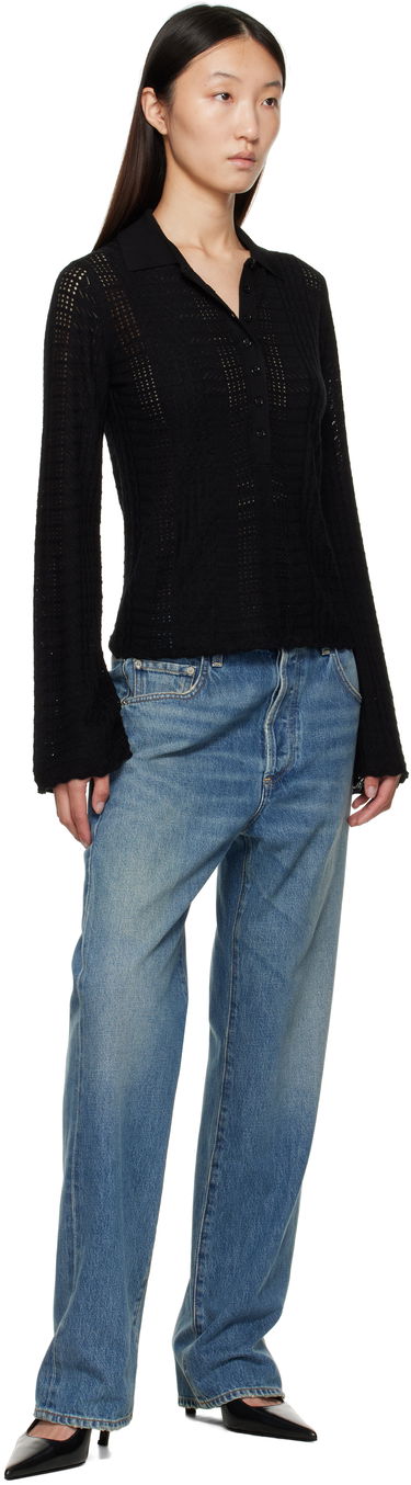 Поло тениска Loulou de Saison Loulou de Saison Tiha Knit Polo Черно | TIHA, 3