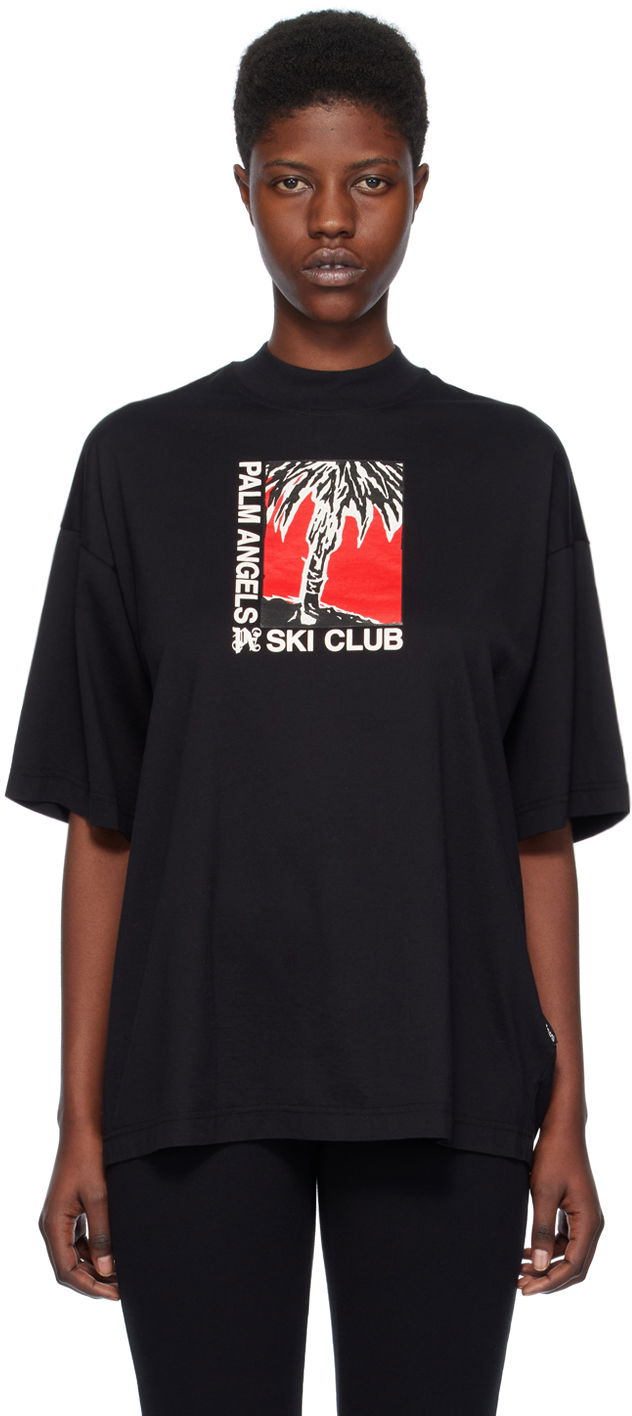 Тениска Palm Angels 'Ski Club' T-Shirt Черно | PWAA017R24JER0021001