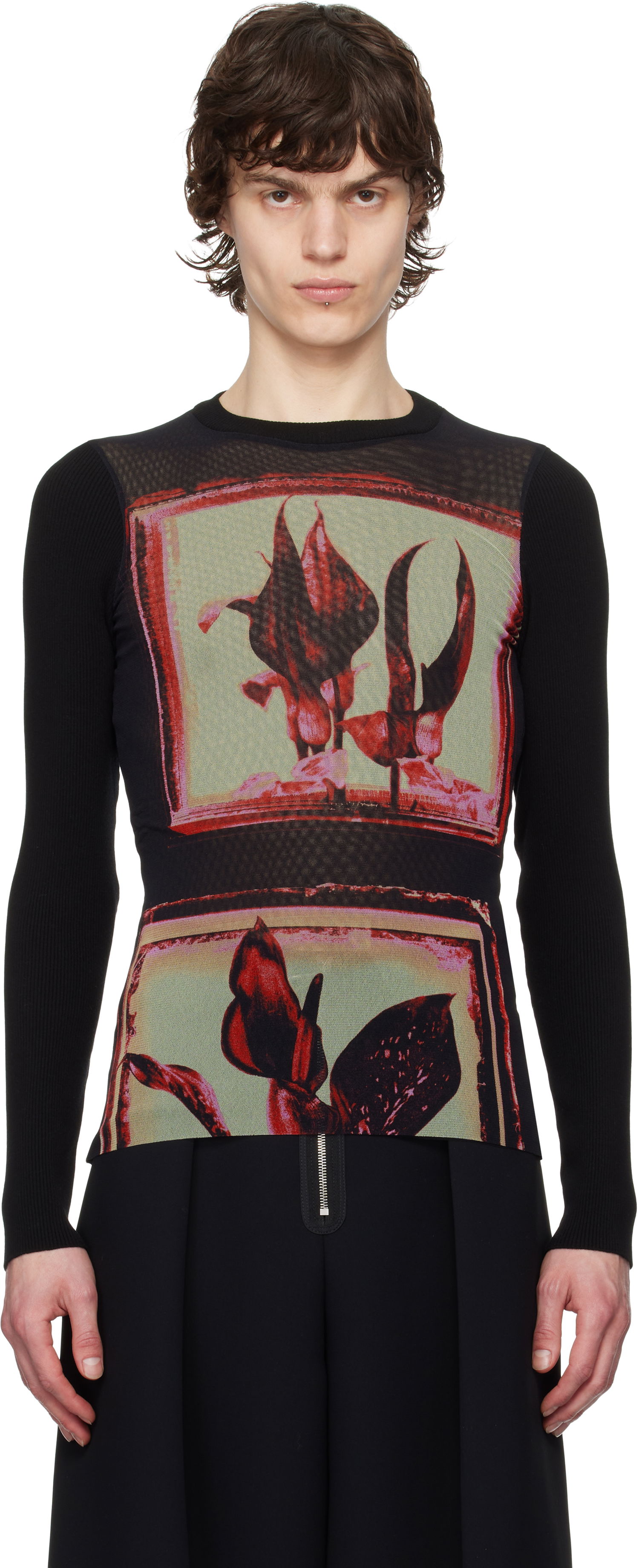 Пуловер Jean Paul Gaultier Jean Paul Gaultier Flowers Cadres Long Sleeve T-Shirt Черно | 25/33-F-TO259-T579-002142, 0
