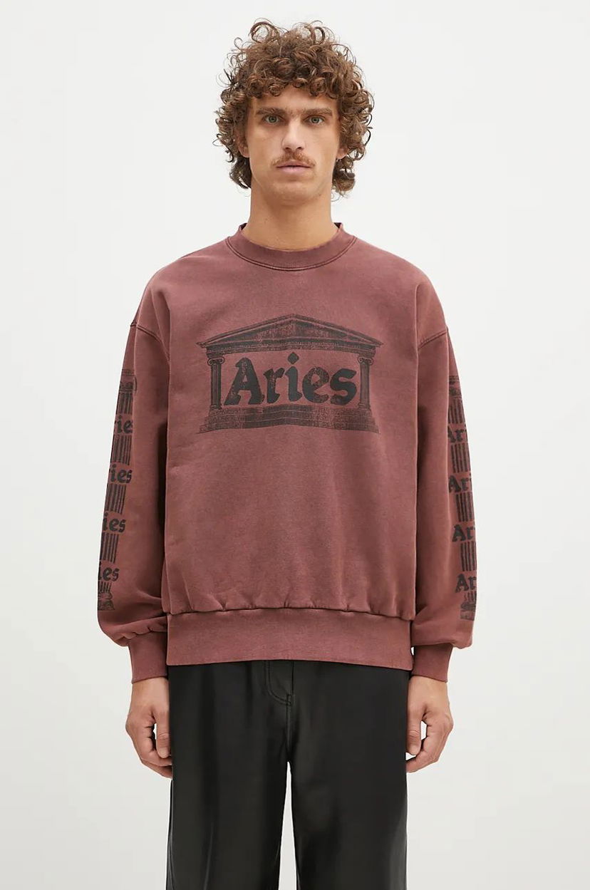 Суитчър Aries Aged Ancient Column Sweatshirt With Print Червено | AR2003302