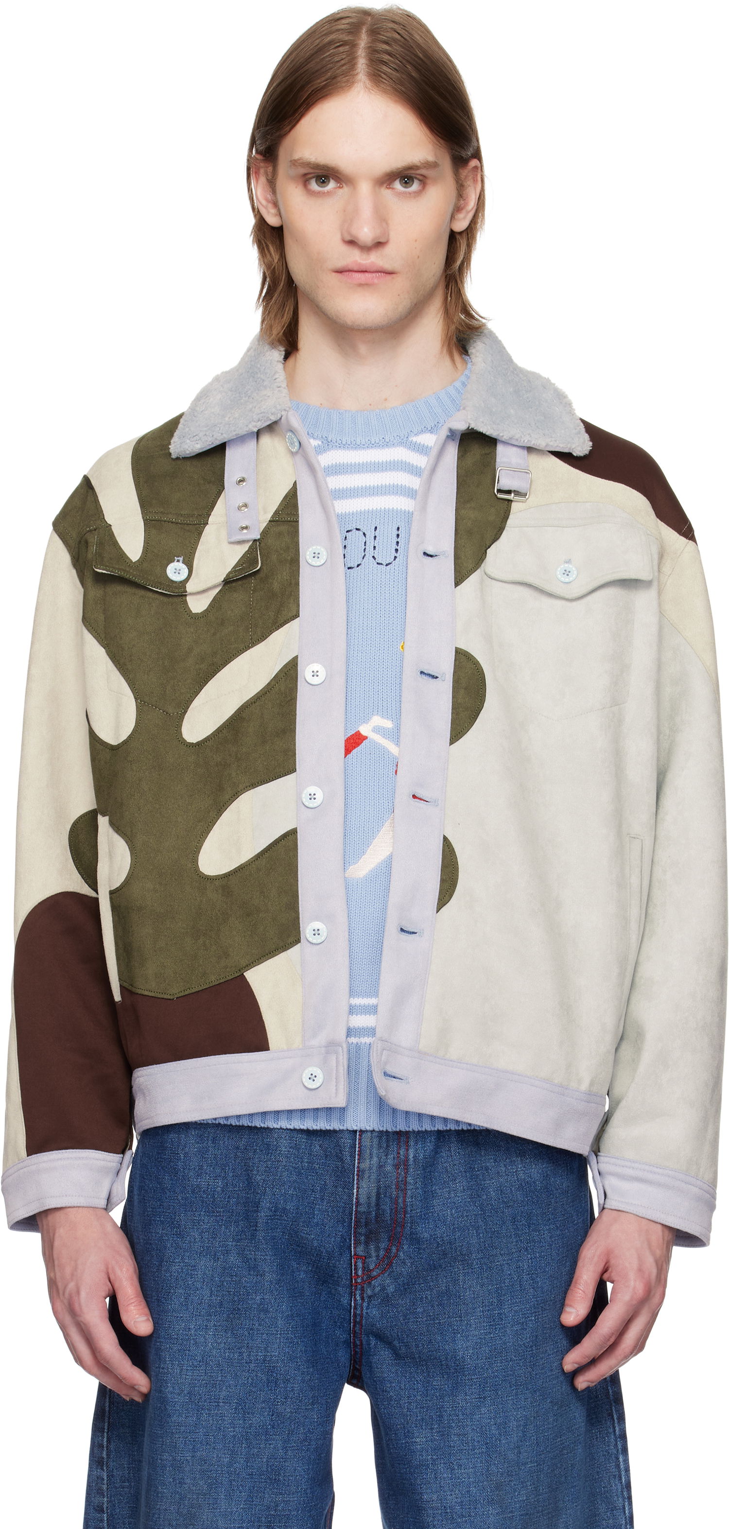 Яке KidSuper KidSuper Floral Patchwork Suede Jacket Многоцветен | SS25-OW-11, 0