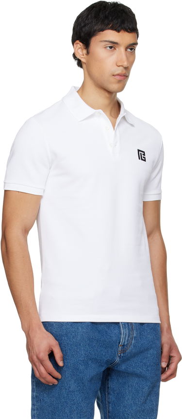 Поло тениска Balmain Embroidered Cotton Polo Бяло | GH1GB085BC87, 1