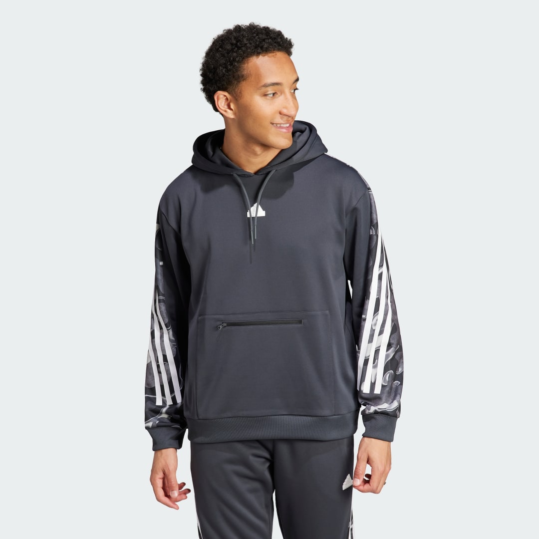 Суитчър adidas Performance Future Icons Allover Print Hoodie Сиво | IB6126, 0