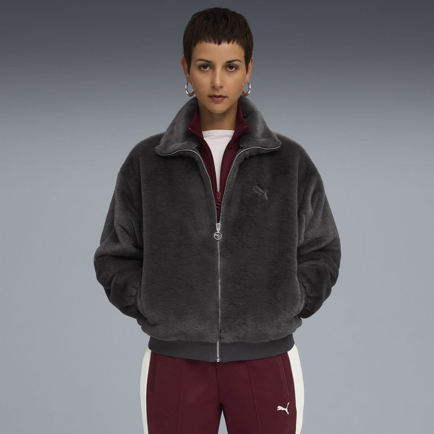 Яке Puma Wardrobe Essentials Faux Fur Jacket Сиво | 632169_44, 0