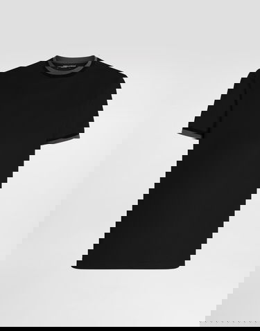 Тениска Dolce & Gabbana Dolce & Gabbana Jersey T-Shirt with Contrast Trim Черно | G8SW4THU7VEN0000, 0