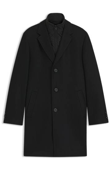 Палта BOSS Single-breasted wool-blend coat with quilted inner vest Черно | 50546546, 0