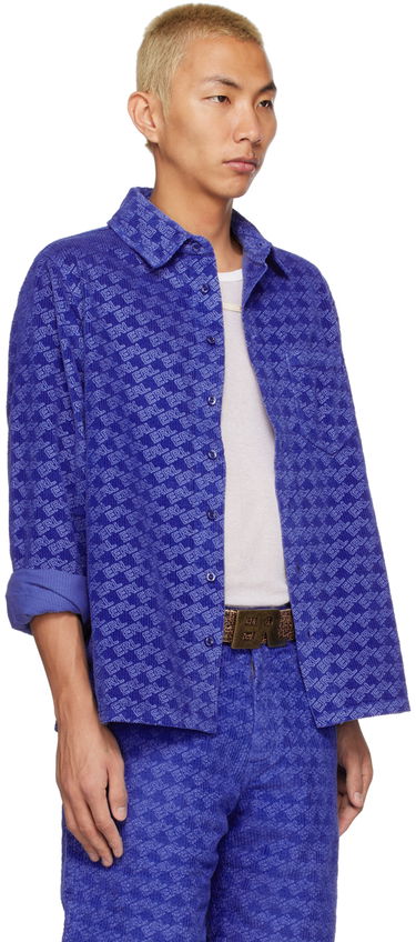 Риза ERL Printed Corduroy Button-Up Shirt Синьо | ERL05B001, 1