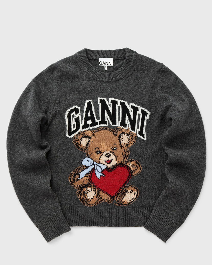 Пуловер GANNI Wool Blend Sweater With Graphic Print Сиво | K2370-084