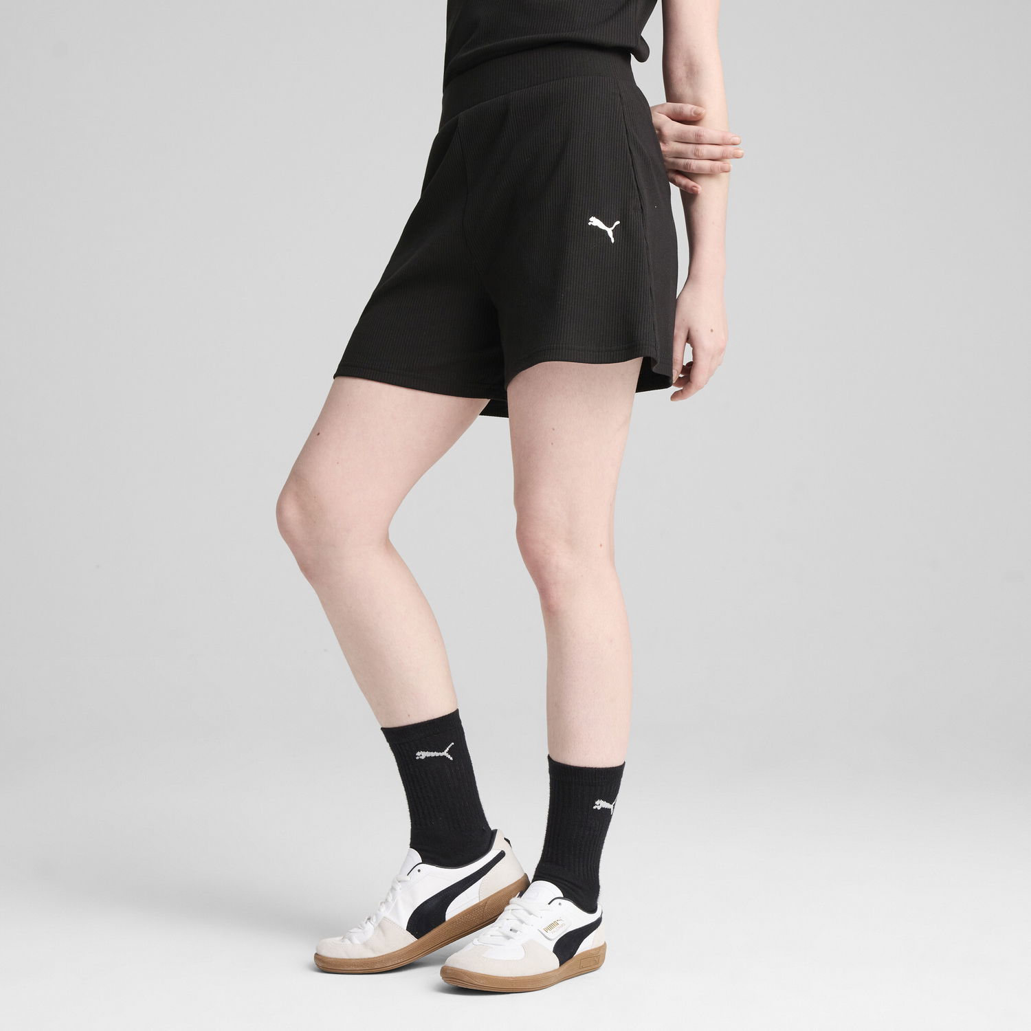 Къси панталони Puma ESS Elevated 5" High-Waisted Ribbed Shorts Черно | 685026_01, 0