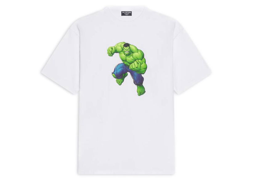 Тениска Balenciaga Hulk 2021 MARVEL Medium Fit T-shirt Бяло | 612965TLV599000
