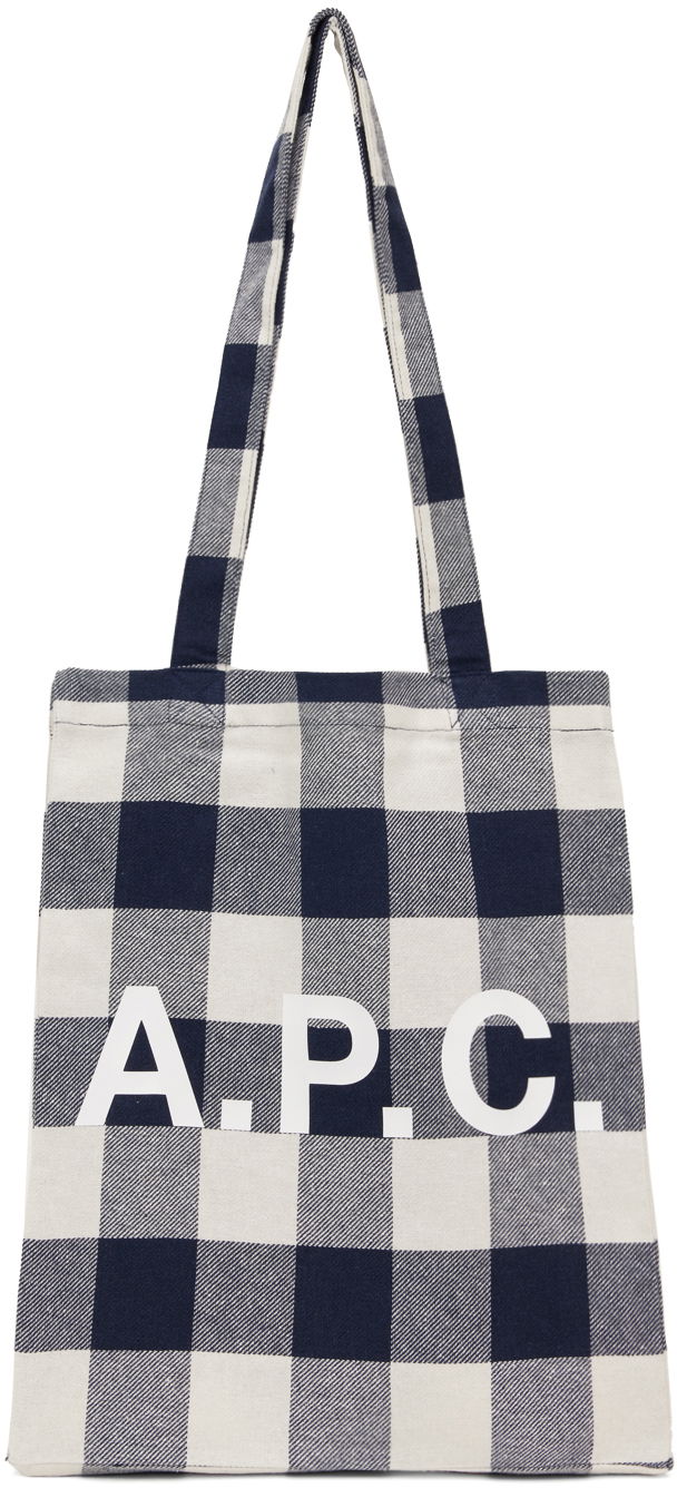 Облекло A.P.C. Off-White & Navy Lou Tote Сиво | COGZX-M61442