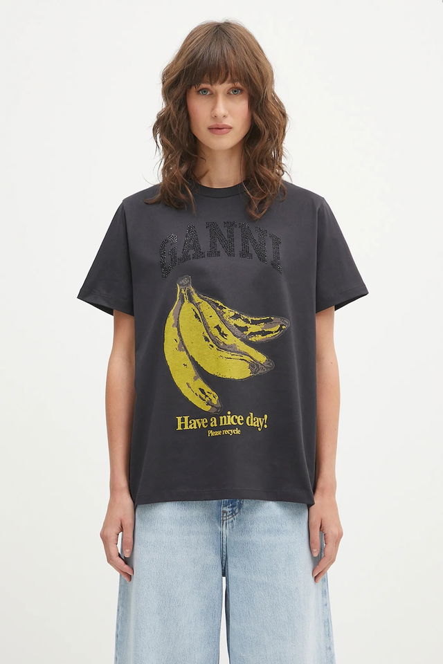 GANNI Basic Cotton Jersey Banana Relaxed T-Shirt