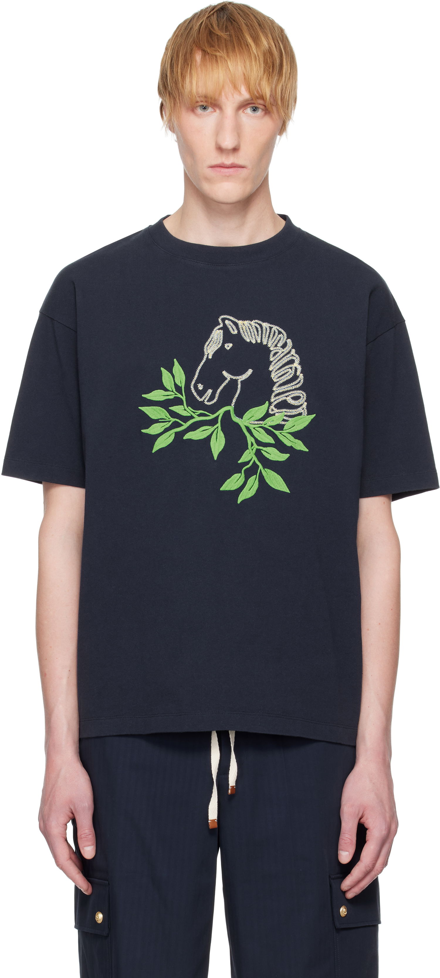 Тениска Drôle de Monsieur Drole de Monsieur 'Le T-Shirt Polo' T-Shirt Тъмно синьо | G-TS244-CO134-NY, 0