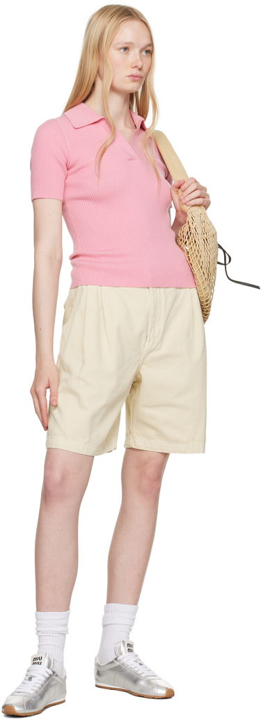 Поло тениска MAISON KITSUNÉ Maison Kitsuné Baby Fox Patch Fine Ribbed Polo Розово | OW00201KT1091, 3