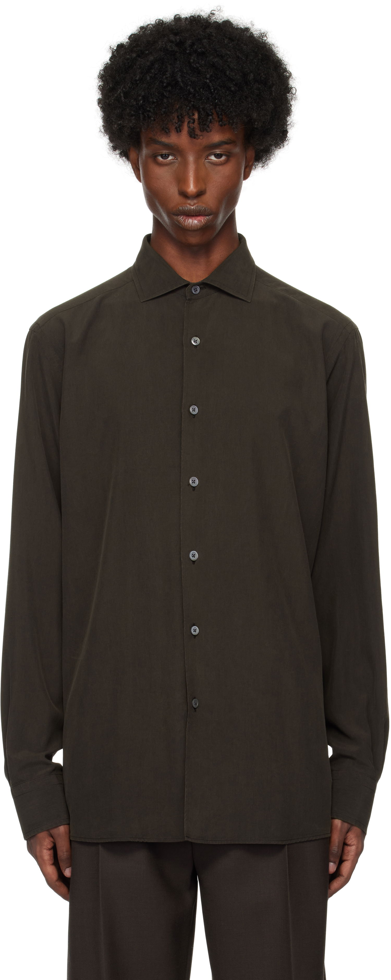 Риза ZEGNA Silk Shirt Кафяво | UEX42A8-SLF5, 0