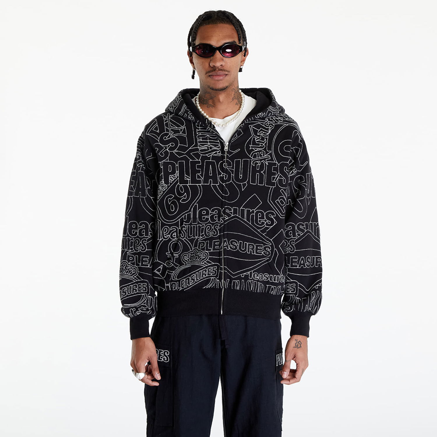 Суитчър Pleasures Signal Zip Up Hoodie Черно | P24SP015 BLACK, 0
